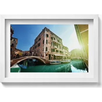 Obraz Dekorace obraz v rámu na zeď Krásné uličky Benátek na slunci 30x20 cm