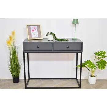 Toaletní stolek Toaletní Stolek - konzolový stolek černý rám + antracit zásuvky - model III