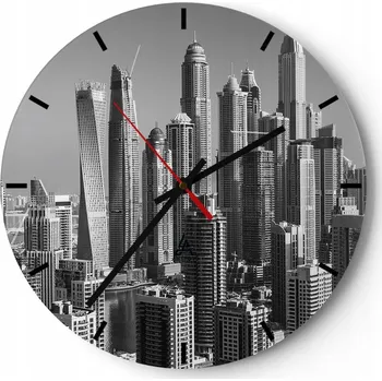 Hodiny Nástěnné hodiny do kuchyně 30x30 Architektura Skleněné hodiny do obýváku Tiché