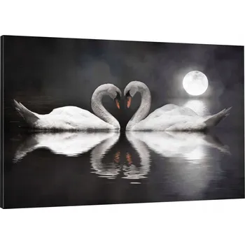 Obraz OBRAZ NA PLÁTNĚ DO OBÝVÁKU LABUTĚ SRDCE swans (Labutě)