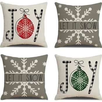 Povlak na polštářek 4 Kusy Vánočních Dekorativních Povlaků na Polštáře 45x45 cm