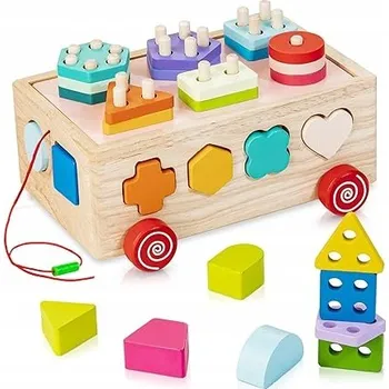 Dřevěná hračka Dřevěné Stavebnice Montessori WOODMAM Hračka Vzdělávací pro Děti 36m+