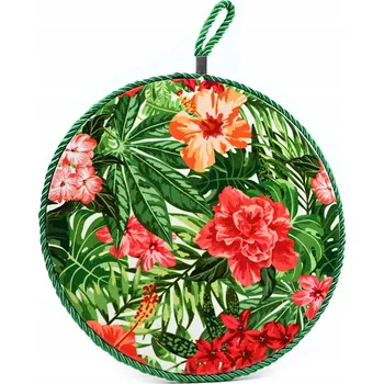 Chňapka KULATÁ KORKOVÁ PODLOŽKA OCHRANNÁ KUCHYŇSKÁ PODLOŽKA S KVĚTINAMI