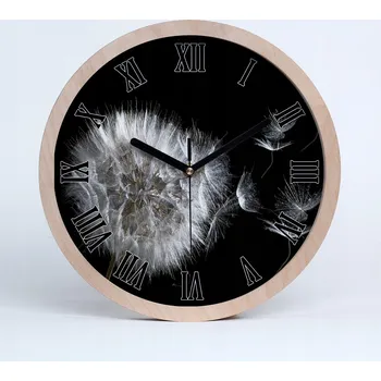 Hodiny Velké dřevěné tiché nástěnné hodiny pampeliška průměr 30 cm