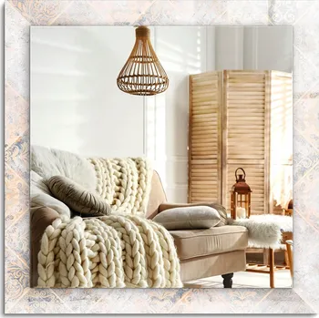 Zrcadlo Zrcadlo nástěnné s ozdobným skleněným rámem, dlaždice se vzory 60x60 cm