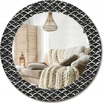 Zrcadlo Prémiové Zrcadlo s dekorativním skleněným rámem s potiskem průměr 60 cm, orientální šupiny