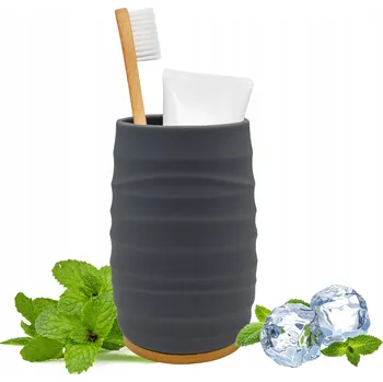 Držák na kartáček MODERNÍ ŠEDÝ KELÍMEK DO KOUPELNY NA KARTÁČKY, S DRÁŽKOVANÝM POVRCHEM