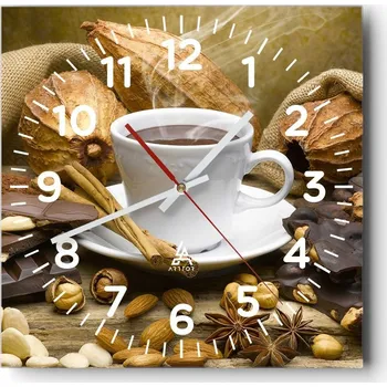 Hodiny Kuchyňské nástěnné hodiny 30x30 Gastronomie Skleněné hodiny do obýváku Tiché