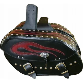 Zavazadlo na motocykl Sakwy Motocyklové Kožené Boční Tašky Černé Zámek 17L