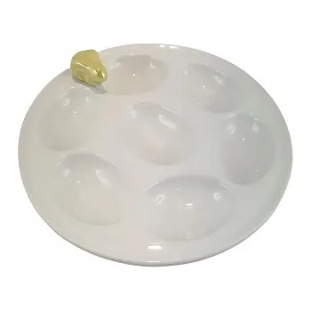 Talíř TALÍŘ NA VEJCE BÍLÝ SE ŽLUTÝM KRÁLÍKEM