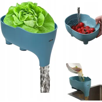 Cedník a síto DURSZLAK SÍTKO ODKAPÁVAČ CEDNÍK TRYCHTÝŘ MISKA DO DŘEZU SLON MODRÝ