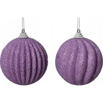 Vánoční dekorace Vánoční Koule kulatá brokátová liliová průměr 8 cm