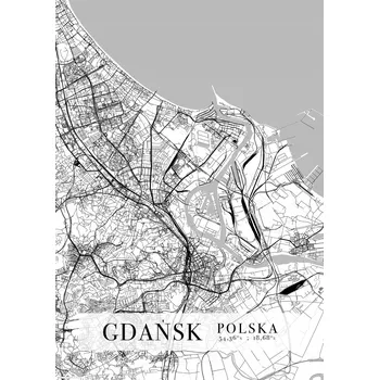 Obraz Plakát Gdaňsk Mapa Města bez rámu 42 x 59,4 cm