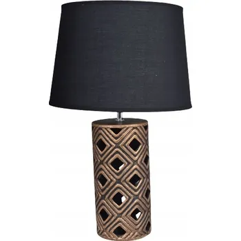 Lampička KERAMICKÁ LAMPA ZLATÁ-ČERNÁ S ČERNÝM STÍNIDLEM