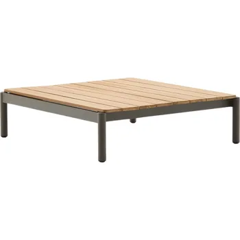 Zahradní stůl Dřevěný zahradní konferenční stolek Kave Home Sorells 91 x 84,2 cm se zelenou podnoží