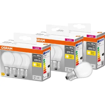 Žárovka Osram LED žárovka E27 4W (ekvivalent 40W) 470lm 2700K, kulatá, 9 kusů