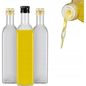 Láhev 10x Bezbarvé lahve MARASCA 500 ml S DÁVKOVAČEM na olej, ocet, sirup 0,5 l