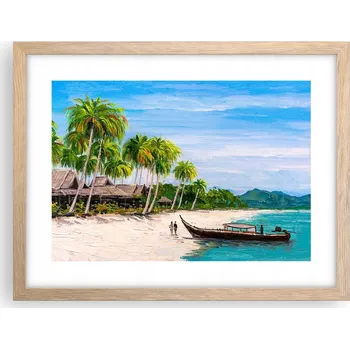 Obraz Obraz plakát v rámu světlý dub do obýváku 40x30 pláž foto plakáty na zeď