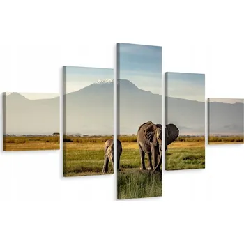 Obraz Vícedílný obraz SLONI Kilimandžáro 3D 200x120 cm