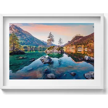 Obraz Dekorativní nástěnný obraz do pokoje Krásná horská krajina s jezerem 70x50 cm