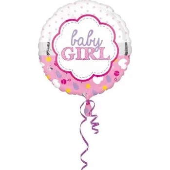 Balónek Fóliový balónek Amscan Baby Girl 43 cm, růžový