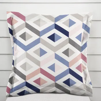 Povlak na polštářek Bavlněný povlak na polštář s lemem Sandra SA-573 Modro-růžovo-šedé kosočtverce 30 x 50 cm