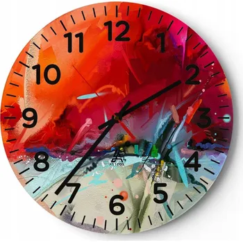 Hodiny Nástěnné hodiny do obýváku 40x40 Abstrakce Kulatý Skleněné hodiny Loft Tiché