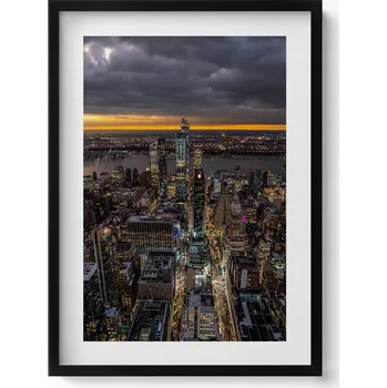 Obraz Ozdobný nástěnný obraz v rámu Architektura města z ptačí perspektivy noc 50x70 cm