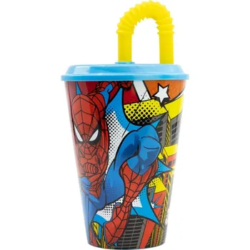 Kelímek plastový s brčkem 430 ml SPIDERMAN MIDNIGHT FLYER