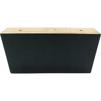 Obraz Dřevěná noha / patka k nábytku 20x4,5 cm, výška 10 cm, černý lak, sada včetně vruty