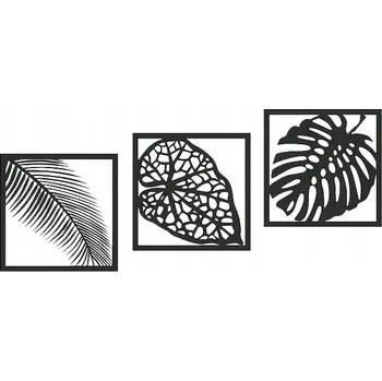 Obraz AŽUROVÝ OBRAZ NÁSTĚNNÁ DEKORACE 3D listy monstery triptych panel 180x60cm