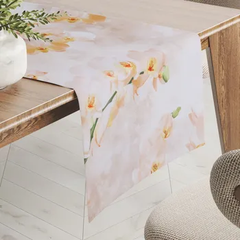 ubrus Teflonový běhoun na stůl TF-045 Orchideje na béžovém 20x140 cm