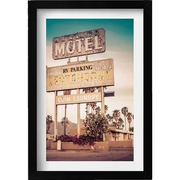Obraz Elegantní obraz v černém rámu Silniční značka motelu USA 20x30 cm