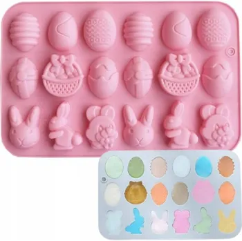Forma na pečení Velikonoční silikonová forma na vajíčka, zajíčky a košíčky - GH-FS233