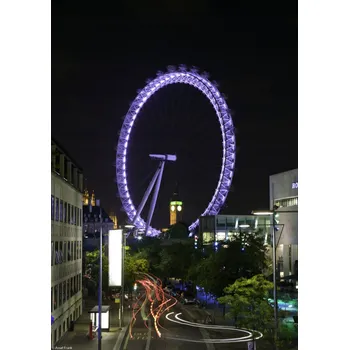 Obraz Plakát Londýnské oko v noci bez rámu 21 x 29,7 cm