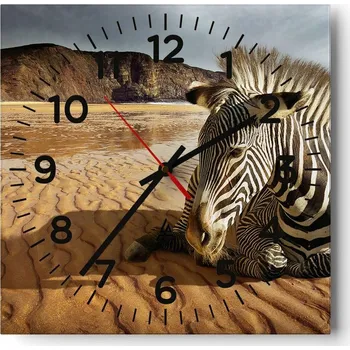 Hodiny Kuchyňské nástěnné hodiny 30x30 Zebra Skleněné hodiny do obýváku Moderní Tiché