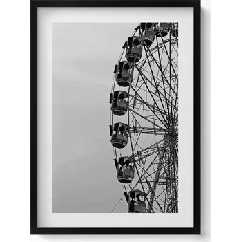 Obraz Dekorativní obraz v rámu do obýváku Mlýnské kolo v černé a bílé 50x70 cm