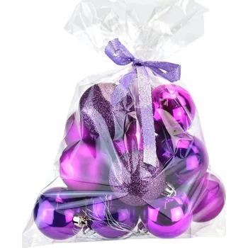 Vánoční ozdoba Směs zdobených Vánoční Koule 5 cm 16 ks fialové