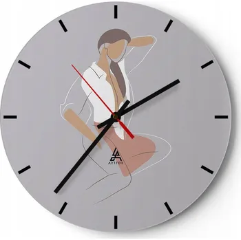 Hodiny Nástěnné hodiny do kuchyně 30x30 Žena Skleněné hodiny do obýváku Loft Tiché