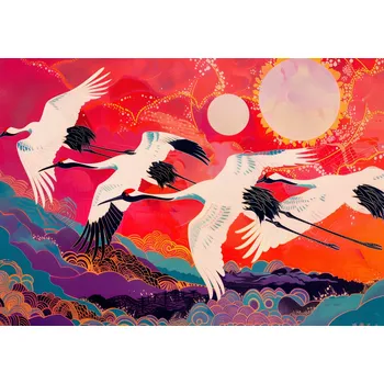 Plakát Plakát Letecká trasa jeřábů - plakát bez rámu 66,5 x 46,5 cm