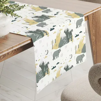 ubrus Sametový běhoun na stůl Tamara TMR-031 Medvědi v horách 35x120 cm