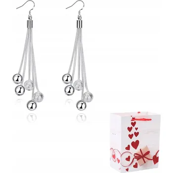 Náušnice Kolczyki Srebrne Długie Wiszące Otwarte Kuličky Hladké Zamrzlé