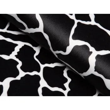 Sametová látka Tamara TMR-015 Černobílý žirafí vzor - šířka 150 cm