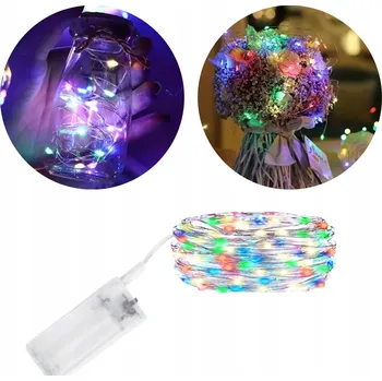 Vánoční dekorace LED světýlka na baterie, vícebarevná, 2m, dekorativní, na drátku