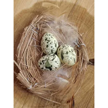 Velikonoční dekorace Hnízdo s vajíčky a peřím