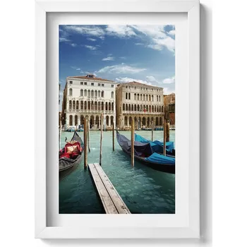 Obraz Nástěnný dekorativní obraz v rámu s grafikou Gondoly Benátky Itálie 20x30 cm