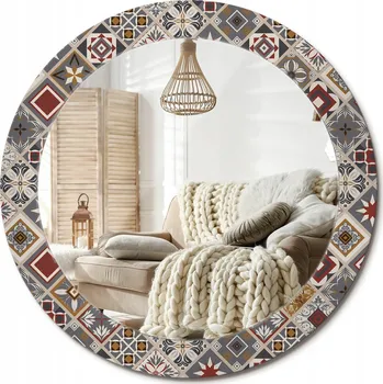 Zrcadlo Kulaté nástěnné dekorativní zrcadlo ve skleněném rámu průměr 70 cm Turecký vzor