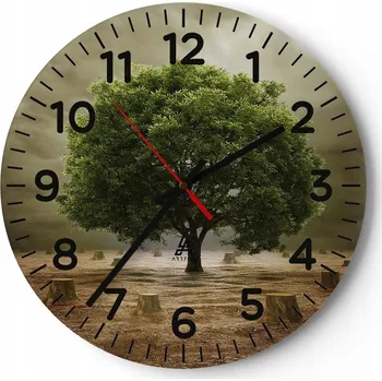 Hodiny Nástěnné hodiny do obýváku 40x40 Krajina Kulatý Skleněné hodiny Loft Tiché