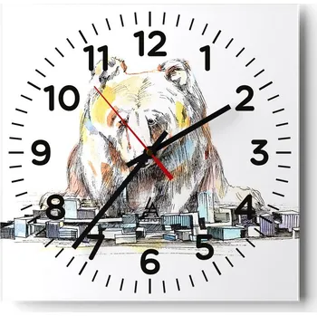 Hodiny Nástěnné hodiny do obýváku 40x40 Zvířata Bezhluczne Skleněné hodiny Tiché