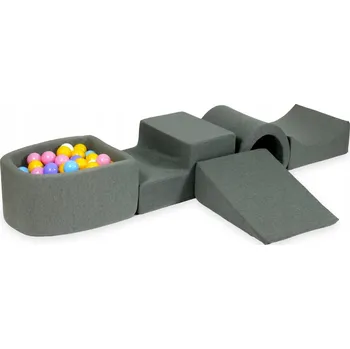 Dětské hřiště Pěnové dětské hřiště s tunelem a bazénkem s míčky, šedé